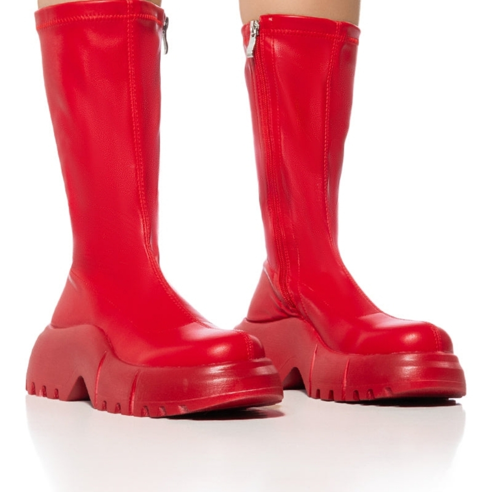 AZALEA WANG SWEETBAY RED FUTURISTIC BOOT - 9